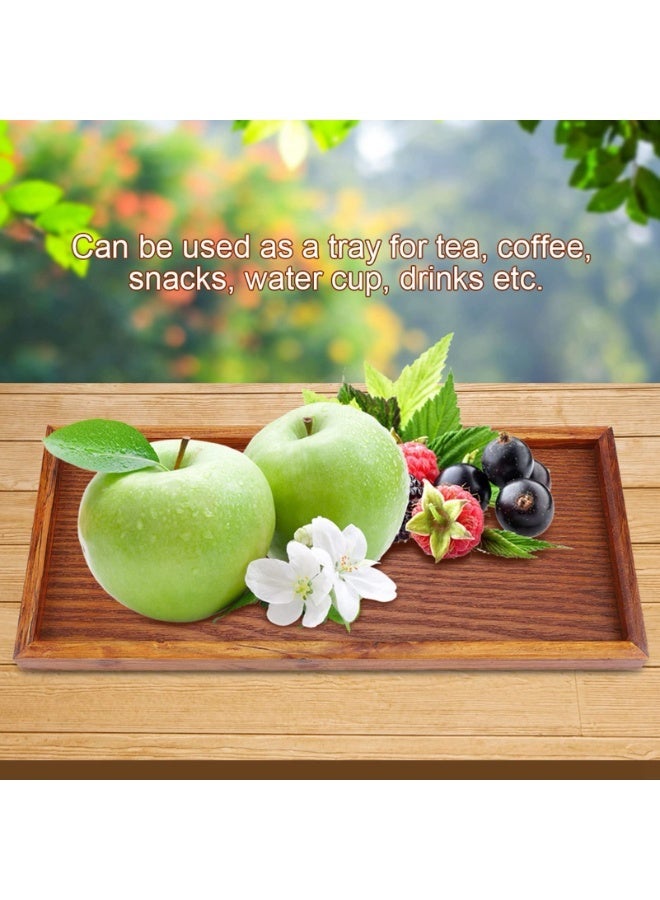 دوغي صينية تقديم قهوة، صينية خشبية، صينية شاي خشبية مستطيلة، طبق فواكه ووجبات خفيفة وحلويات، صينية طاولة قهوة، منظم لسطح الطاولة لمطبخك وديكور المنزل - Image 4